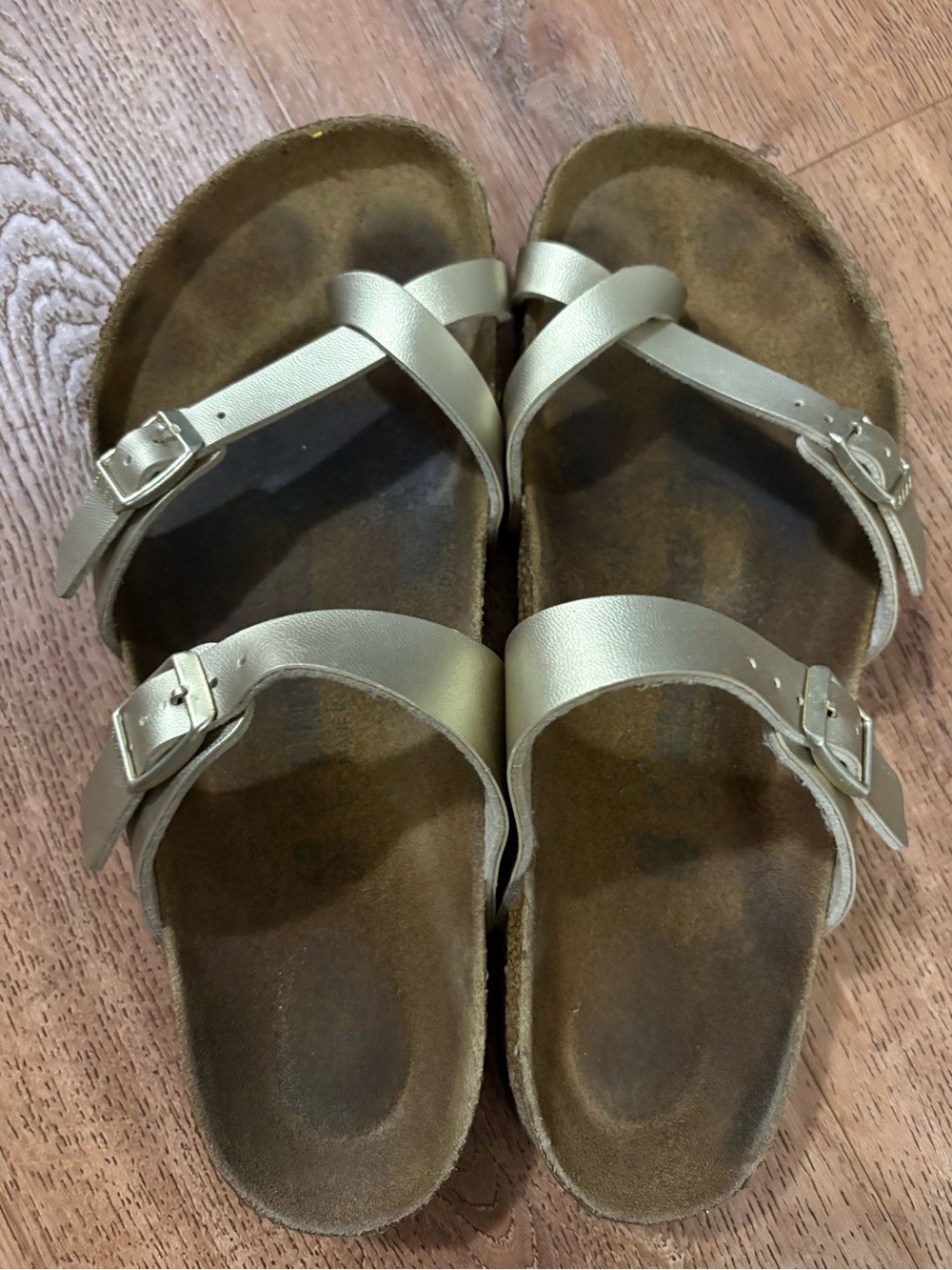 Women's Birkenstocks Double-Strap Metallic Sandals - Gold